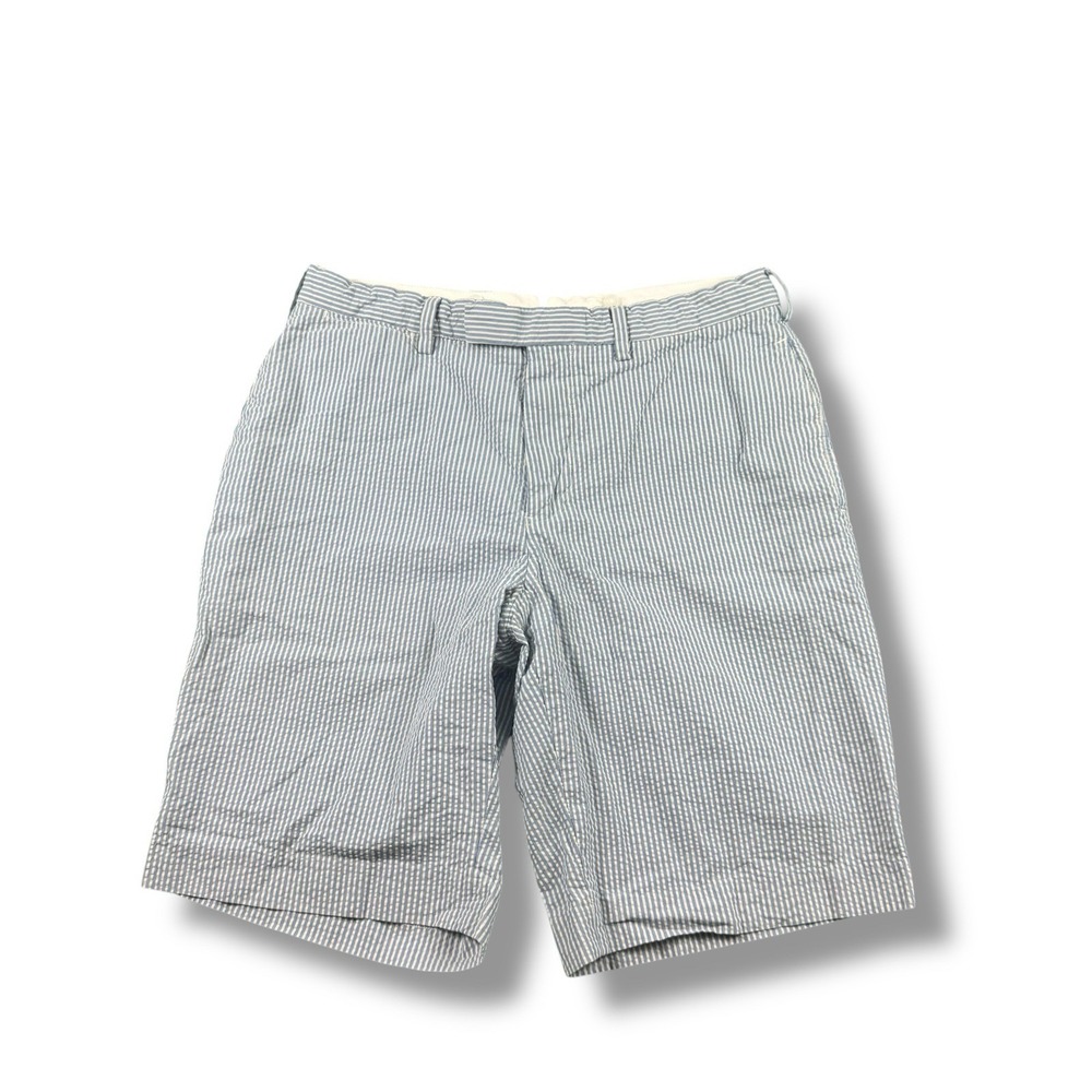 Polo Ralph Lauren Blue & White Striped Classic Fit Seersucker Shorts Mens 34 GUC